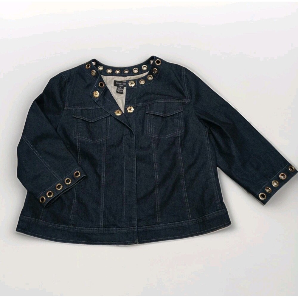 Focus 2000 Women's Jeans Jacket Lined With Grommets Metal Hardware 20W